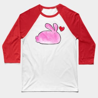 Watercolor Pink Love Bunny Baseball T-Shirt